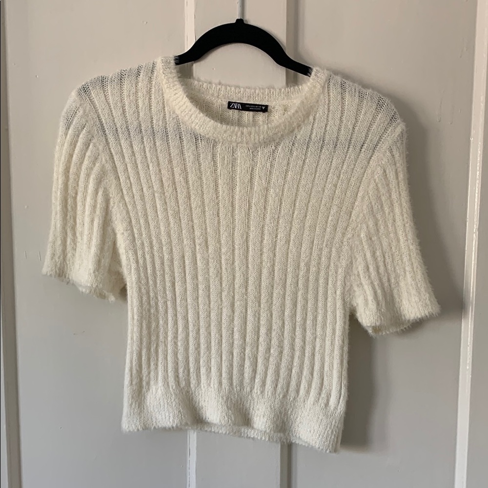 Zara Cream Ribbed Knit Sweater